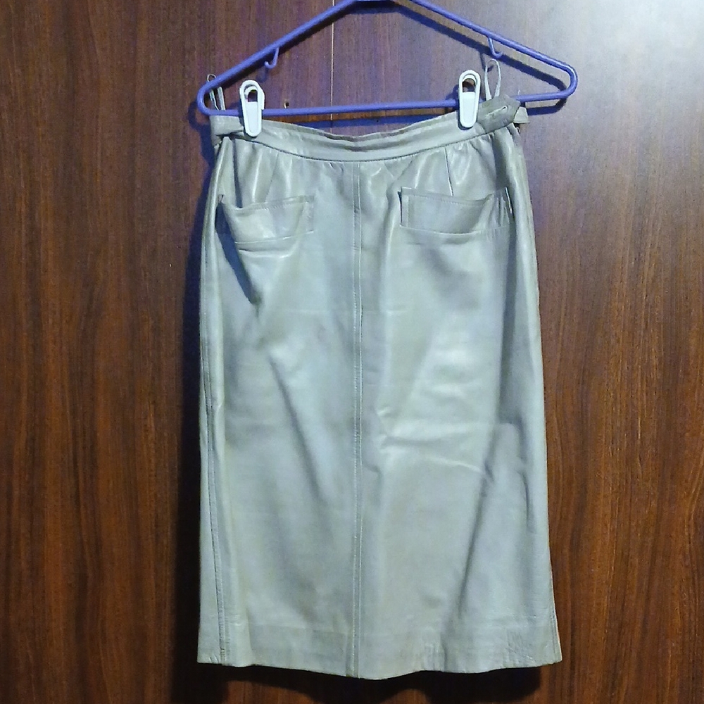 Vintage Saint Laurent Taupe Pencil Skirt Knee-Length Workwear